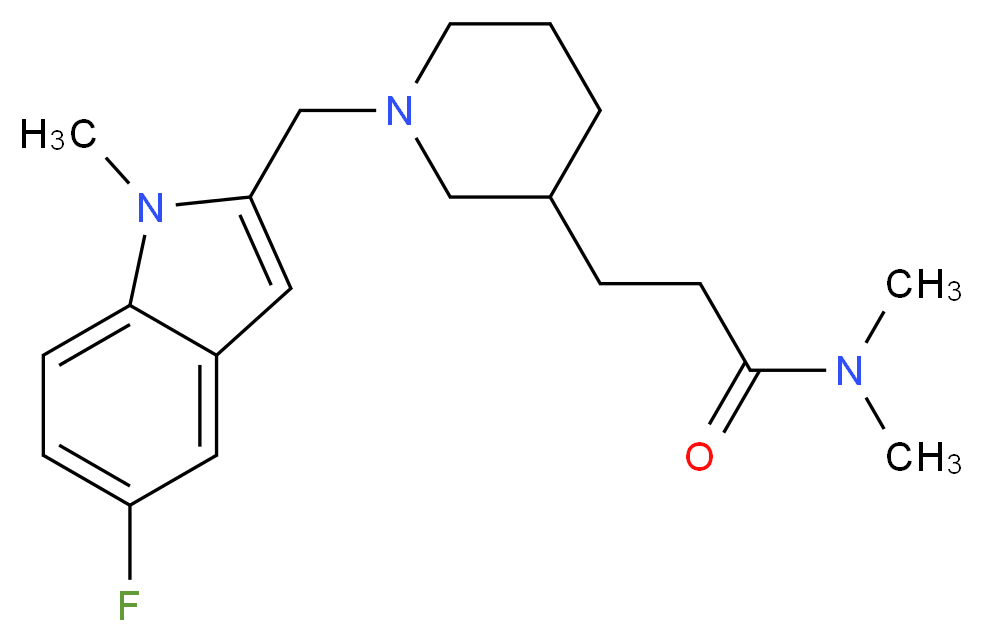 3-{1-[(5-fluoro-1-methyl-1H-indol-2-yl)methyl]-3-piperidinyl}-N,N-dimethylpropanamide_Molecular_structure_CAS_)