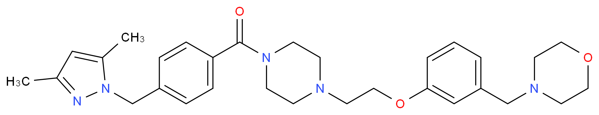 4-{3-[2-(4-{4-[(3,5-dimethyl-1H-pyrazol-1-yl)methyl]benzoyl}-1-piperazinyl)ethoxy]benzyl}morpholine_Molecular_structure_CAS_)