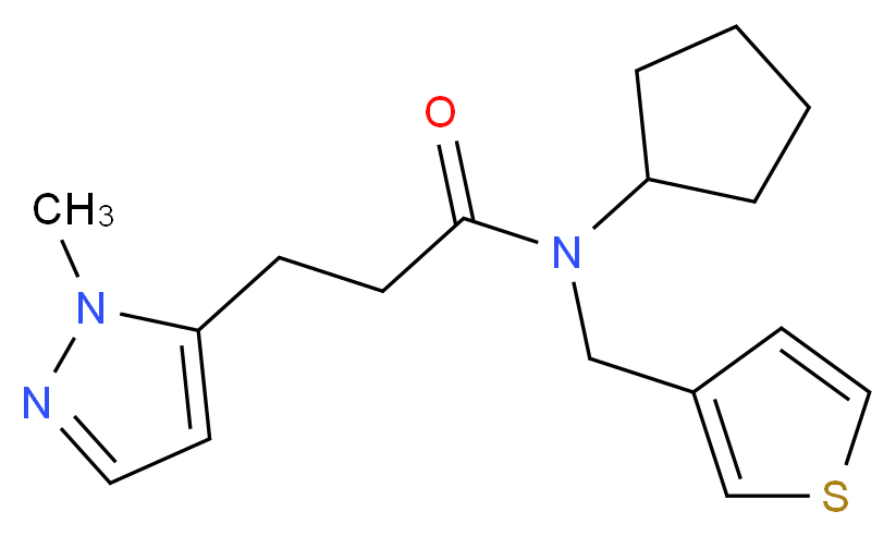 N-cyclopentyl-3-(1-methyl-1H-pyrazol-5-yl)-N-(3-thienylmethyl)propanamide_Molecular_structure_CAS_)