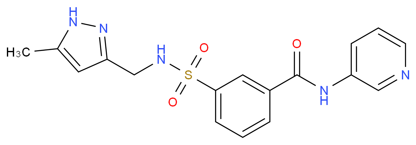 3-({[(5-methyl-1H-pyrazol-3-yl)methyl]amino}sulfonyl)-N-pyridin-3-ylbenzamide_Molecular_structure_CAS_)