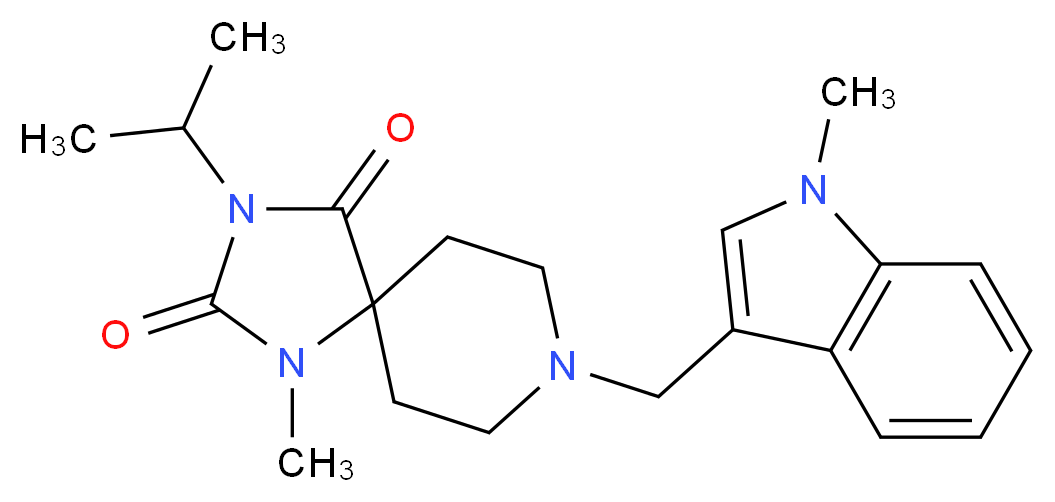 3-isopropyl-1-methyl-8-[(1-methyl-1H-indol-3-yl)methyl]-1,3,8-triazaspiro[4.5]decane-2,4-dione_Molecular_structure_CAS_)