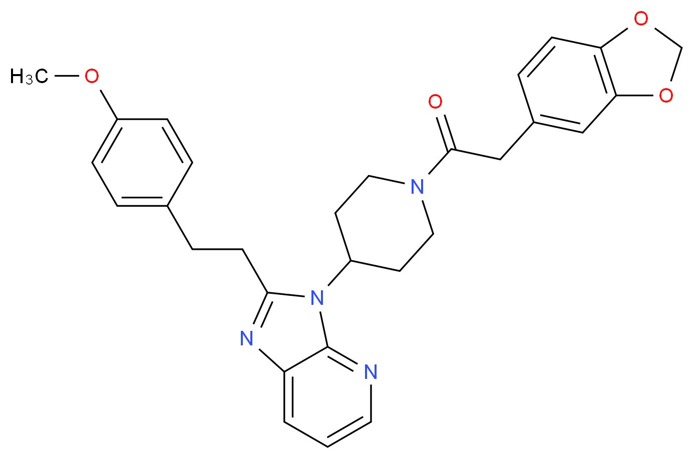 3-[1-(1,3-benzodioxol-5-ylacetyl)-4-piperidinyl]-2-[2-(4-methoxyphenyl)ethyl]-3H-imidazo[4,5-b]pyridine_Molecular_structure_CAS_)