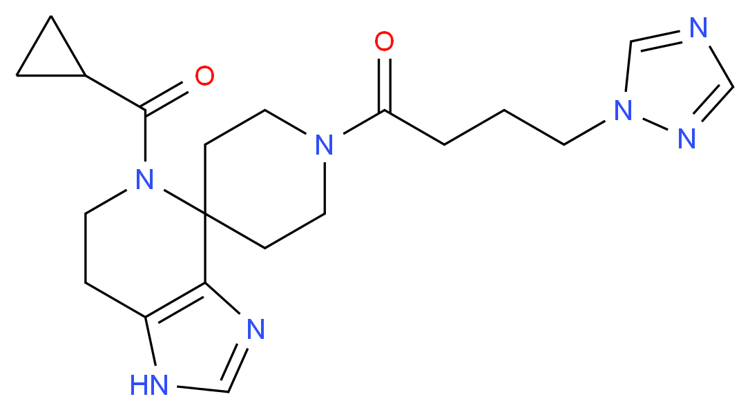 5-(cyclopropylcarbonyl)-1'-[4-(1H-1,2,4-triazol-1-yl)butanoyl]-1,5,6,7-tetrahydrospiro[imidazo[4,5-c]pyridine-4,4'-piperidine]_Molecular_structure_CAS_)