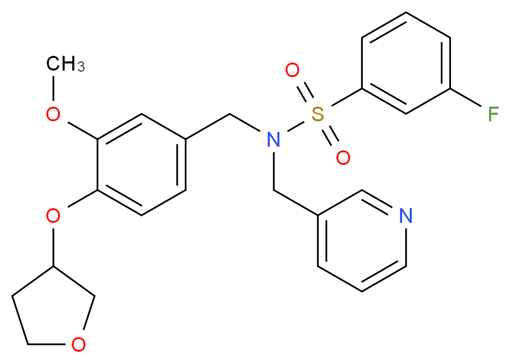 3-fluoro-N-[3-methoxy-4-(tetrahydro-3-furanyloxy)benzyl]-N-(3-pyridinylmethyl)benzenesulfonamide_Molecular_structure_CAS_)