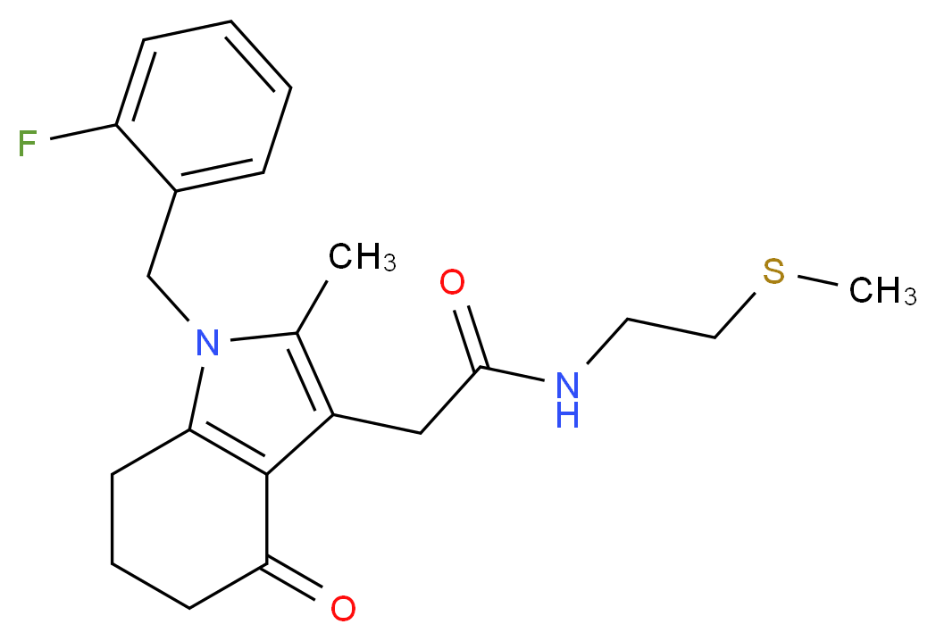 2-[1-(2-fluorobenzyl)-2-methyl-4-oxo-4,5,6,7-tetrahydro-1H-indol-3-yl]-N-[2-(methylthio)ethyl]acetamide_Molecular_structure_CAS_)