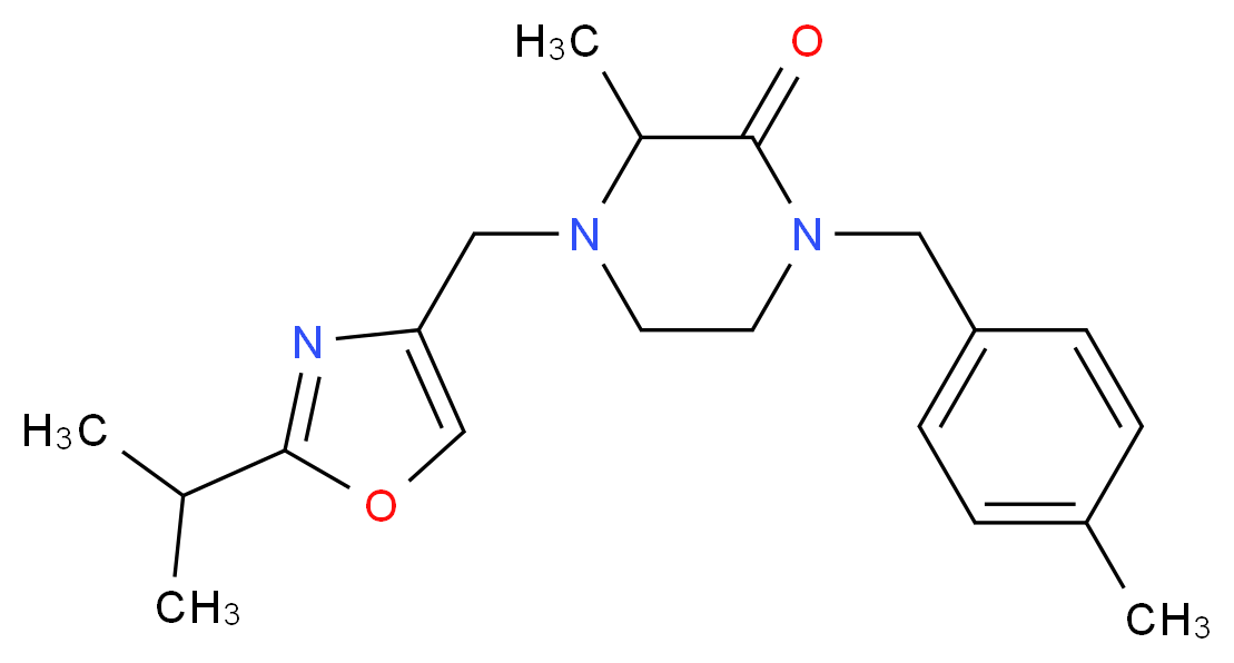 4-[(2-isopropyl-1,3-oxazol-4-yl)methyl]-3-methyl-1-(4-methylbenzyl)piperazin-2-one_Molecular_structure_CAS_)