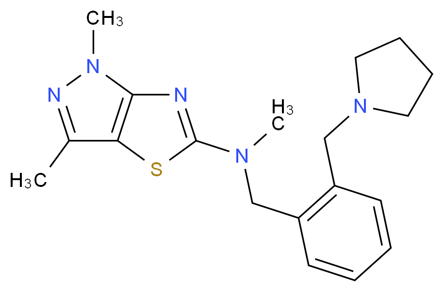 N,1,3-trimethyl-N-[2-(pyrrolidin-1-ylmethyl)benzyl]-1H-pyrazolo[3,4-d][1,3]thiazol-5-amine_Molecular_structure_CAS_)