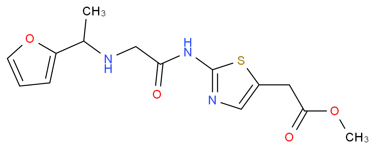 methyl {2-[({[1-(2-furyl)ethyl]amino}acetyl)amino]-1,3-thiazol-5-yl}acetate_Molecular_structure_CAS_)
