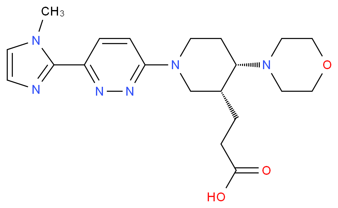 3-{(3R*,4S*)-1-[6-(1-methyl-1H-imidazol-2-yl)pyridazin-3-yl]-4-morpholin-4-ylpiperidin-3-yl}propanoic acid_Molecular_structure_CAS_)