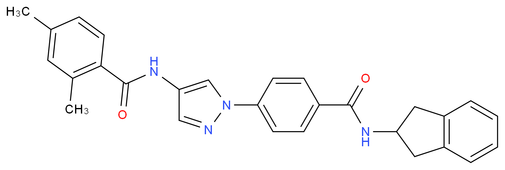 N-(1-{4-[(2,3-dihydro-1H-inden-2-ylamino)carbonyl]phenyl}-1H-pyrazol-4-yl)-2,4-dimethylbenzamide_Molecular_structure_CAS_)