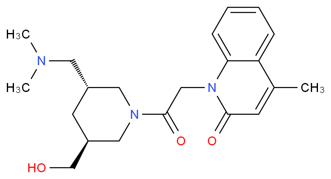 1-{2-[(3R*,5S*)-3-[(dimethylamino)methyl]-5-(hydroxymethyl)piperidin-1-yl]-2-oxoethyl}-4-methylquinolin-2(1H)-one_Molecular_structure_CAS_)