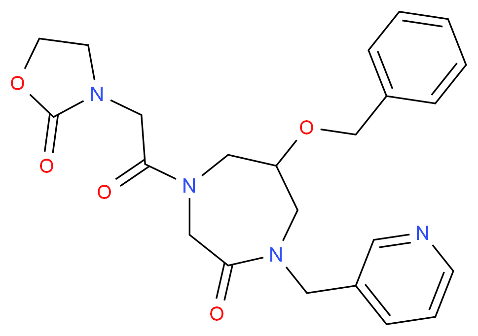 6-(benzyloxy)-4-[(2-oxo-1,3-oxazolidin-3-yl)acetyl]-1-(3-pyridinylmethyl)-1,4-diazepan-2-one_Molecular_structure_CAS_)
