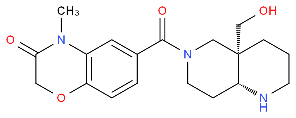 6-{[(4aS*,8aR*)-4a-(hydroxymethyl)octahydro-1,6-naphthyridin-6(2H)-yl]carbonyl}-4-methyl-2H-1,4-benzoxazin-3(4H)-one_Molecular_structure_CAS_)