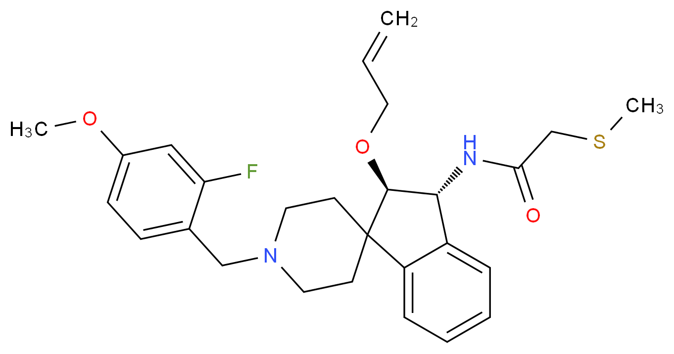 N-[(2R*,3R*)-2-(allyloxy)-1'-(2-fluoro-4-methoxybenzyl)-2,3-dihydrospiro[indene-1,4'-piperidin]-3-yl]-2-(methylthio)acetamide_Molecular_structure_CAS_)