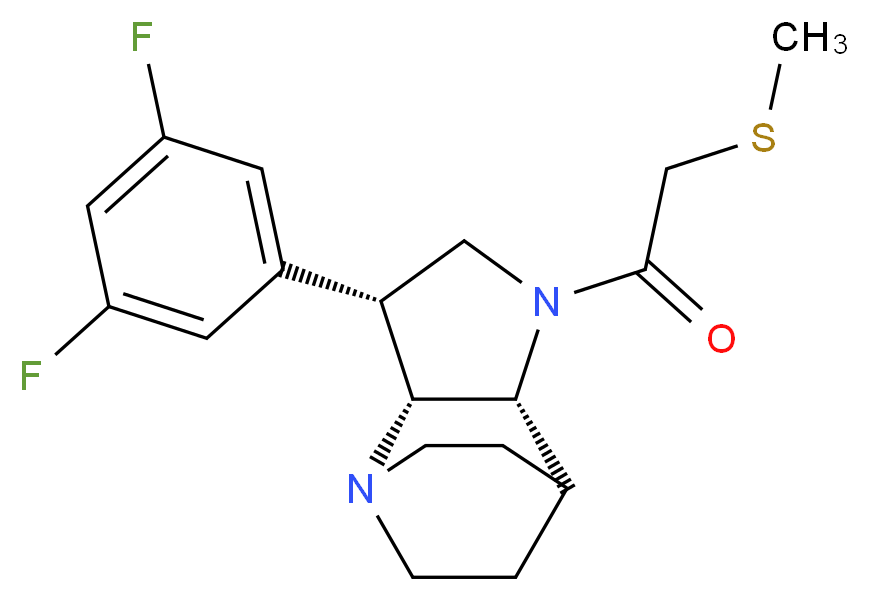 (3R*,3aR*,7aR*)-3-(3,5-difluorophenyl)-1-[(methylthio)acetyl]octahydro-4,7-ethanopyrrolo[3,2-b]pyridine_Molecular_structure_CAS_)