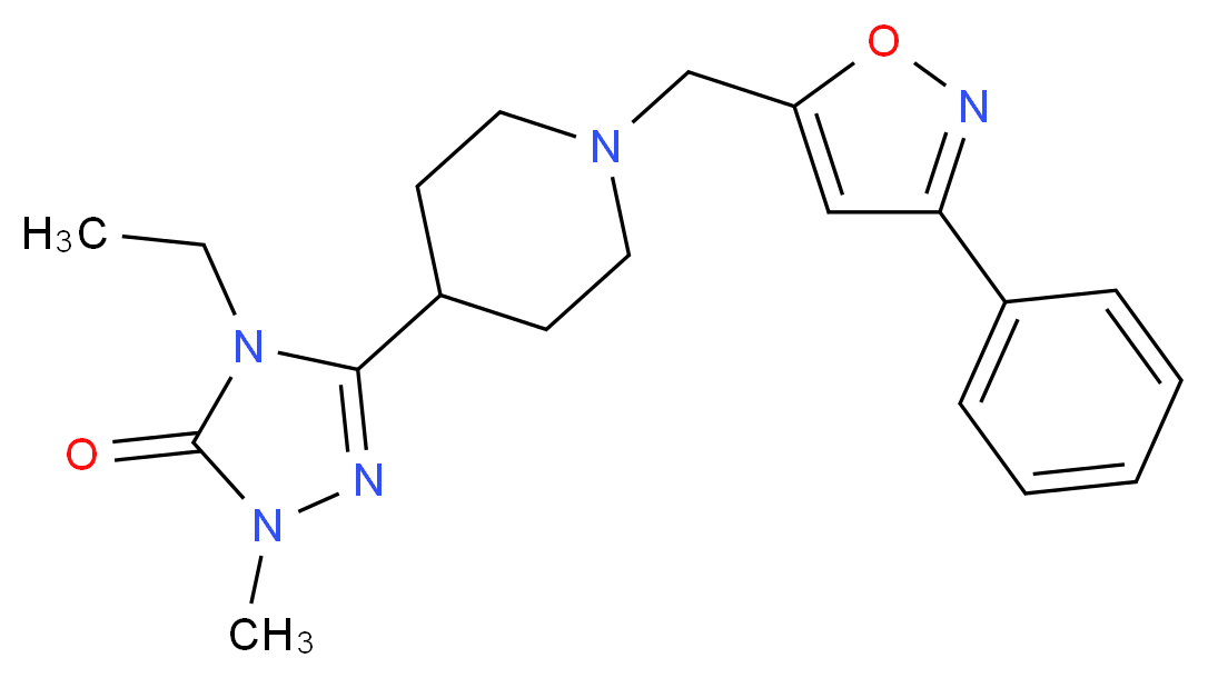 4-ethyl-2-methyl-5-{1-[(3-phenylisoxazol-5-yl)methyl]piperidin-4-yl}-2,4-dihydro-3H-1,2,4-triazol-3-one_Molecular_structure_CAS_)