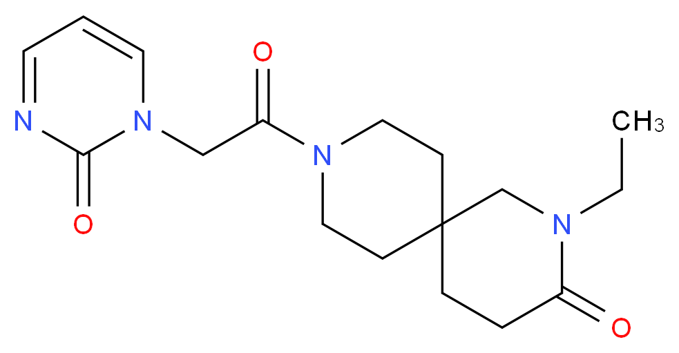 2-ethyl-9-[(2-oxopyrimidin-1(2H)-yl)acetyl]-2,9-diazaspiro[5.5]undecan-3-one_Molecular_structure_CAS_)