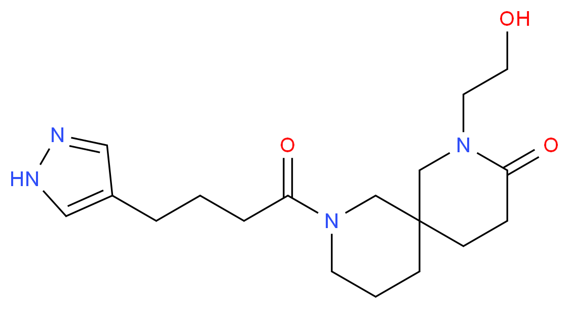 2-(2-hydroxyethyl)-8-[4-(1H-pyrazol-4-yl)butanoyl]-2,8-diazaspiro[5.5]undecan-3-one_Molecular_structure_CAS_)