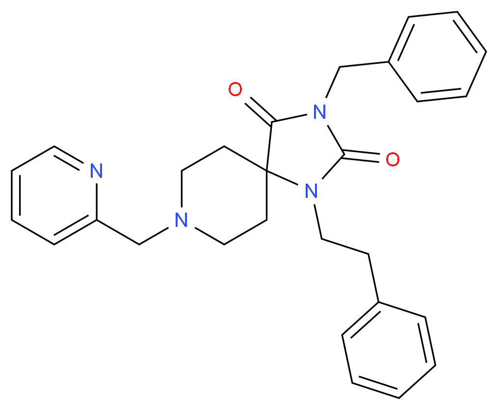 3-benzyl-1-(2-phenylethyl)-8-(2-pyridinylmethyl)-1,3,8-triazaspiro[4.5]decane-2,4-dione_Molecular_structure_CAS_)
