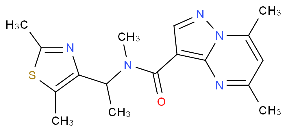 N-[1-(2,5-dimethyl-1,3-thiazol-4-yl)ethyl]-N,5,7-trimethylpyrazolo[1,5-a]pyrimidine-3-carboxamide_Molecular_structure_CAS_)