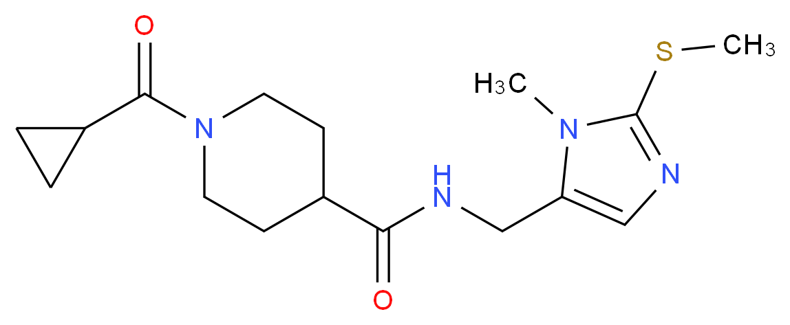 1-(cyclopropylcarbonyl)-N-{[1-methyl-2-(methylthio)-1H-imidazol-5-yl]methyl}-4-piperidinecarboxamide_Molecular_structure_CAS_)