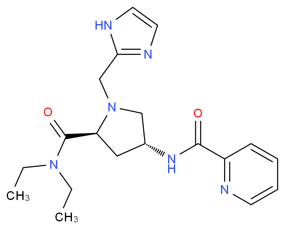 N-[(3R,5S)-5-[(diethylamino)carbonyl]-1-(1H-imidazol-2-ylmethyl)pyrrolidin-3-yl]pyridine-2-carboxamide (non-preferred name)_Molecular_structure_CAS_)