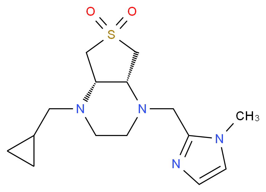 (4aR*,7aS*)-1-(cyclopropylmethyl)-4-[(1-methyl-1H-imidazol-2-yl)methyl]octahydrothieno[3,4-b]pyrazine 6,6-dioxide_Molecular_structure_CAS_)