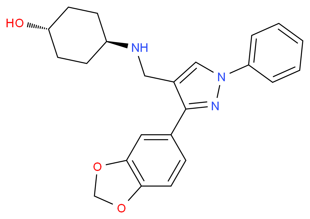 trans-4-({[3-(1,3-benzodioxol-5-yl)-1-phenyl-1H-pyrazol-4-yl]methyl}amino)cyclohexanol_Molecular_structure_CAS_)