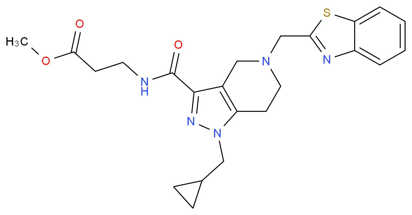methyl N-{[5-(1,3-benzothiazol-2-ylmethyl)-1-(cyclopropylmethyl)-4,5,6,7-tetrahydro-1H-pyrazolo[4,3-c]pyridin-3-yl]carbonyl}-beta-alaninate_Molecular_structure_CAS_)