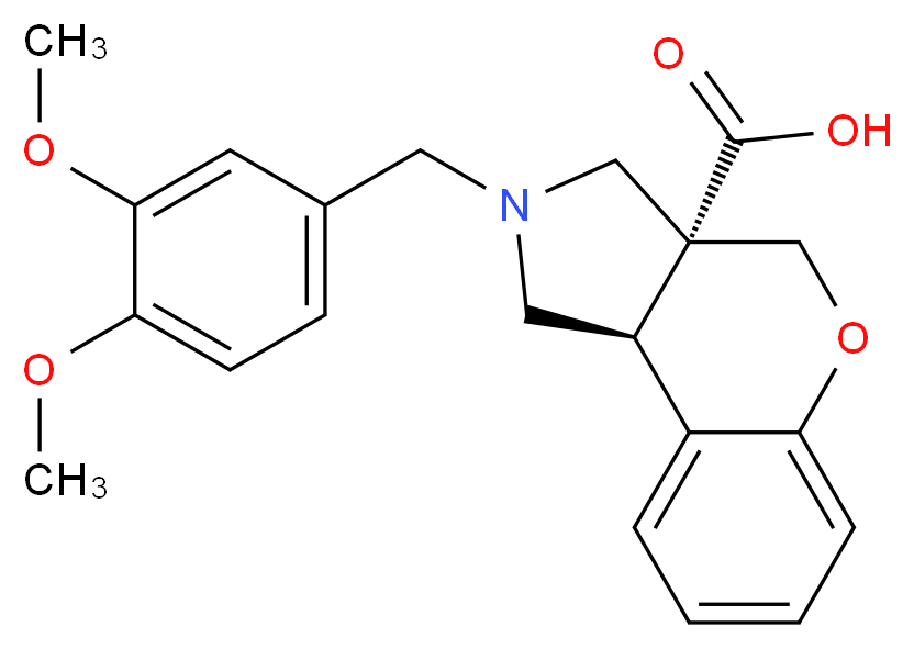 (3aR*,9bR*)-2-(3,4-dimethoxybenzyl)-1,2,3,9b-tetrahydrochromeno[3,4-c]pyrrole-3a(4H)-carboxylic acid_Molecular_structure_CAS_)