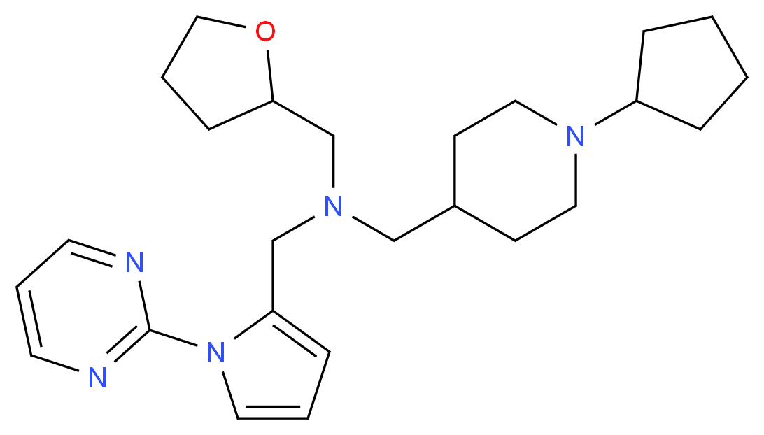 1-(1-cyclopentyl-4-piperidinyl)-N-{[1-(2-pyrimidinyl)-1H-pyrrol-2-yl]methyl}-N-(tetrahydro-2-furanylmethyl)methanamine_Molecular_structure_CAS_)