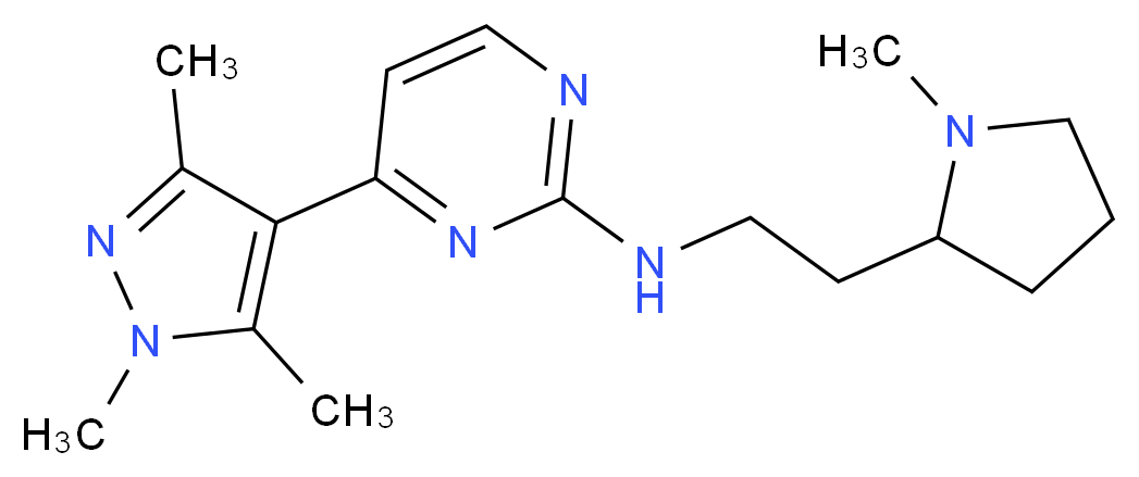 N-[2-(1-methylpyrrolidin-2-yl)ethyl]-4-(1,3,5-trimethyl-1H-pyrazol-4-yl)pyrimidin-2-amine_Molecular_structure_CAS_)