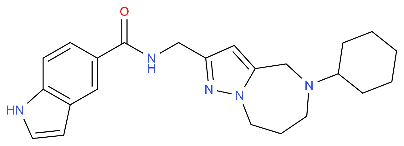 N-[(5-cyclohexyl-5,6,7,8-tetrahydro-4H-pyrazolo[1,5-a][1,4]diazepin-2-yl)methyl]-1H-indole-5-carboxamide_Molecular_structure_CAS_)