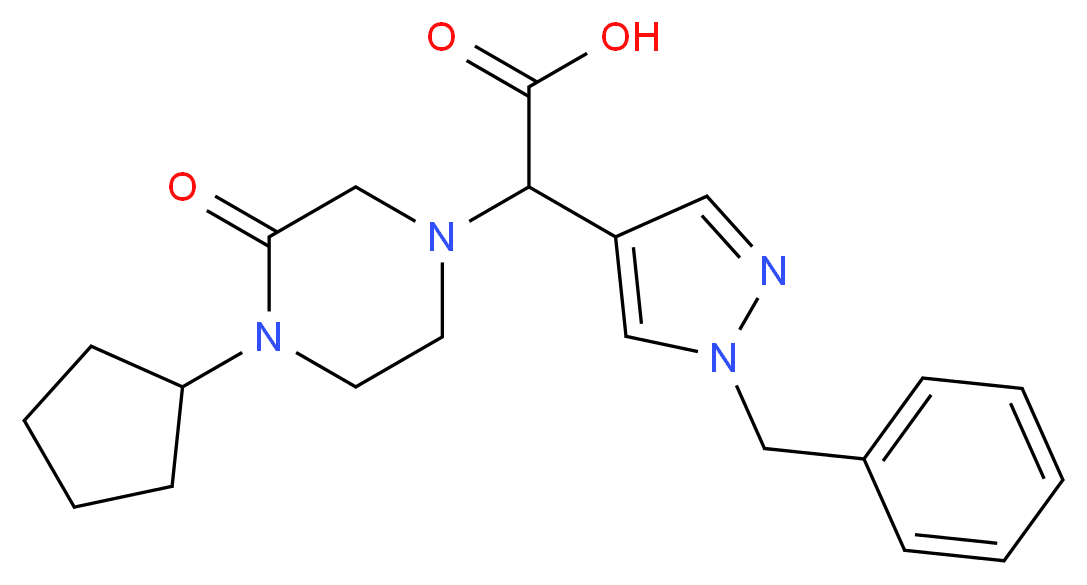 (1-benzyl-1H-pyrazol-4-yl)(4-cyclopentyl-3-oxopiperazin-1-yl)acetic acid_Molecular_structure_CAS_)