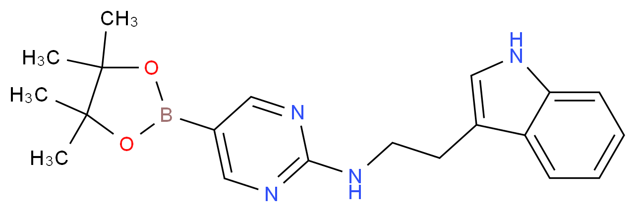 [2-(1H-INDOL-3-YL)-ETHYL]-[5-(4,4,5,5-TETRAMETHYL-[1,3,2]DIOXABOROLAN-2-YL)-PYRIMIDIN-2-YL]-AMINE_Molecular_structure_CAS_)
