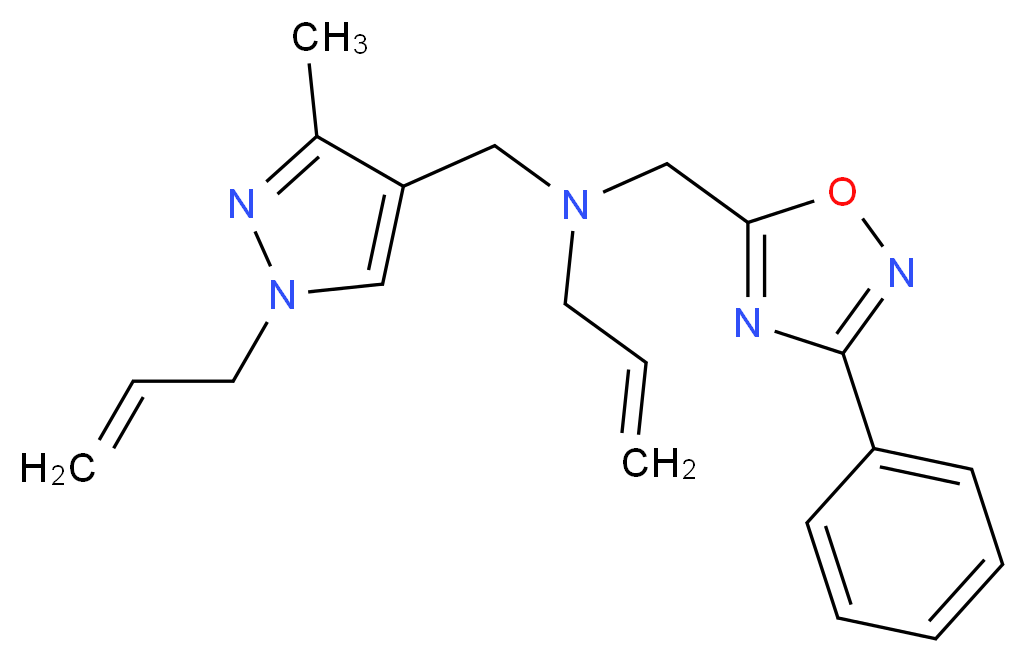 N-[(1-allyl-3-methyl-1H-pyrazol-4-yl)methyl]-N-[(3-phenyl-1,2,4-oxadiazol-5-yl)methyl]prop-2-en-1-amine_Molecular_structure_CAS_)