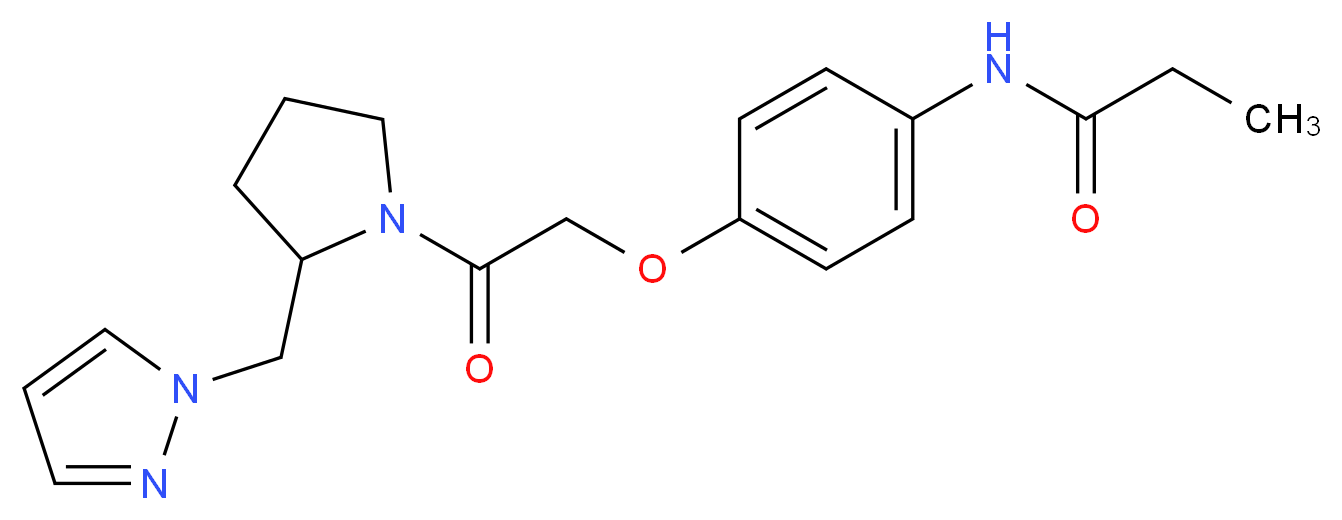 N-(4-{2-oxo-2-[2-(1H-pyrazol-1-ylmethyl)pyrrolidin-1-yl]ethoxy}phenyl)propanamide_Molecular_structure_CAS_)