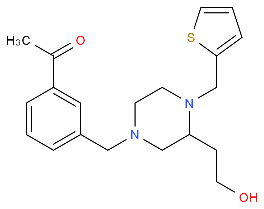 1-(3-{[3-(2-hydroxyethyl)-4-(2-thienylmethyl)-1-piperazinyl]methyl}phenyl)ethanone_Molecular_structure_CAS_)