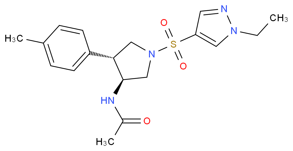 N-[(3S*,4R*)-1-[(1-ethyl-1H-pyrazol-4-yl)sulfonyl]-4-(4-methylphenyl)-3-pyrrolidinyl]acetamide_Molecular_structure_CAS_)