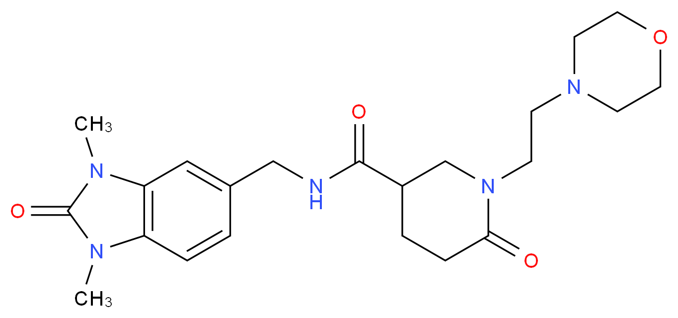N-[(1,3-dimethyl-2-oxo-2,3-dihydro-1H-benzimidazol-5-yl)methyl]-1-[2-(4-morpholinyl)ethyl]-6-oxo-3-piperidinecarboxamide_Molecular_structure_CAS_)