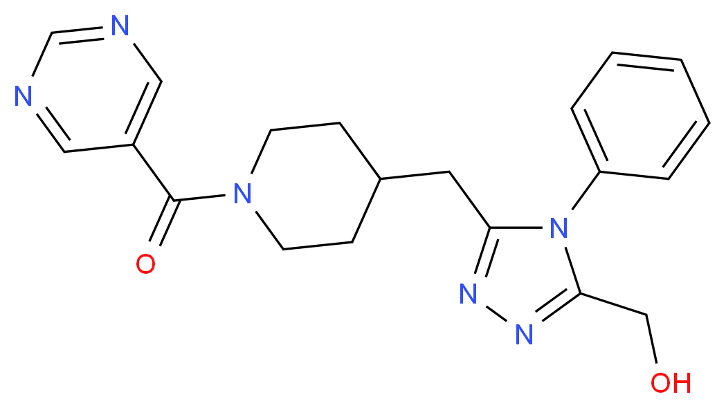 (4-phenyl-5-{[1-(pyrimidin-5-ylcarbonyl)piperidin-4-yl]methyl}-4H-1,2,4-triazol-3-yl)methanol_Molecular_structure_CAS_)