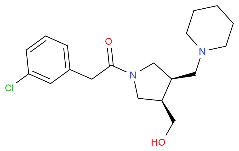 [(3R*,4R*)-1-[(3-chlorophenyl)acetyl]-4-(piperidin-1-ylmethyl)pyrrolidin-3-yl]methanol_Molecular_structure_CAS_)