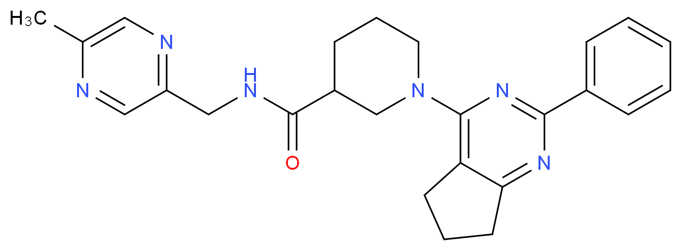 N-[(5-methyl-2-pyrazinyl)methyl]-1-(2-phenyl-6,7-dihydro-5H-cyclopenta[d]pyrimidin-4-yl)-3-piperidinecarboxamide_Molecular_structure_CAS_)