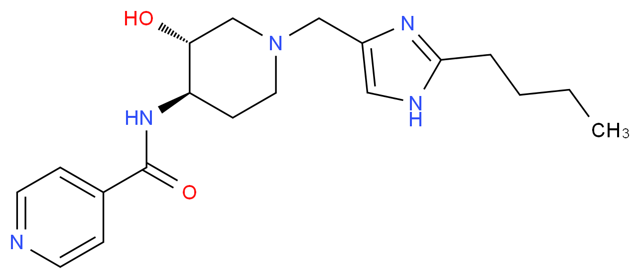 N-{(3R*,4R*)-1-[(2-butyl-1H-imidazol-4-yl)methyl]-3-hydroxypiperidin-4-yl}isonicotinamide_Molecular_structure_CAS_)
