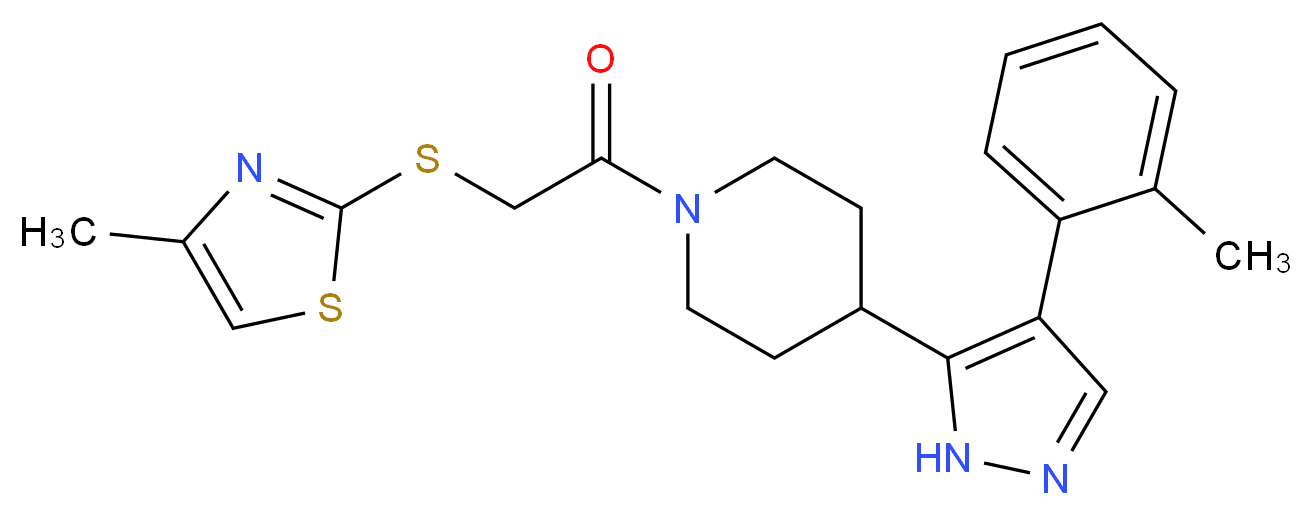 4-[4-(2-methylphenyl)-1H-pyrazol-5-yl]-1-{[(4-methyl-1,3-thiazol-2-yl)thio]acetyl}piperidine_Molecular_structure_CAS_)