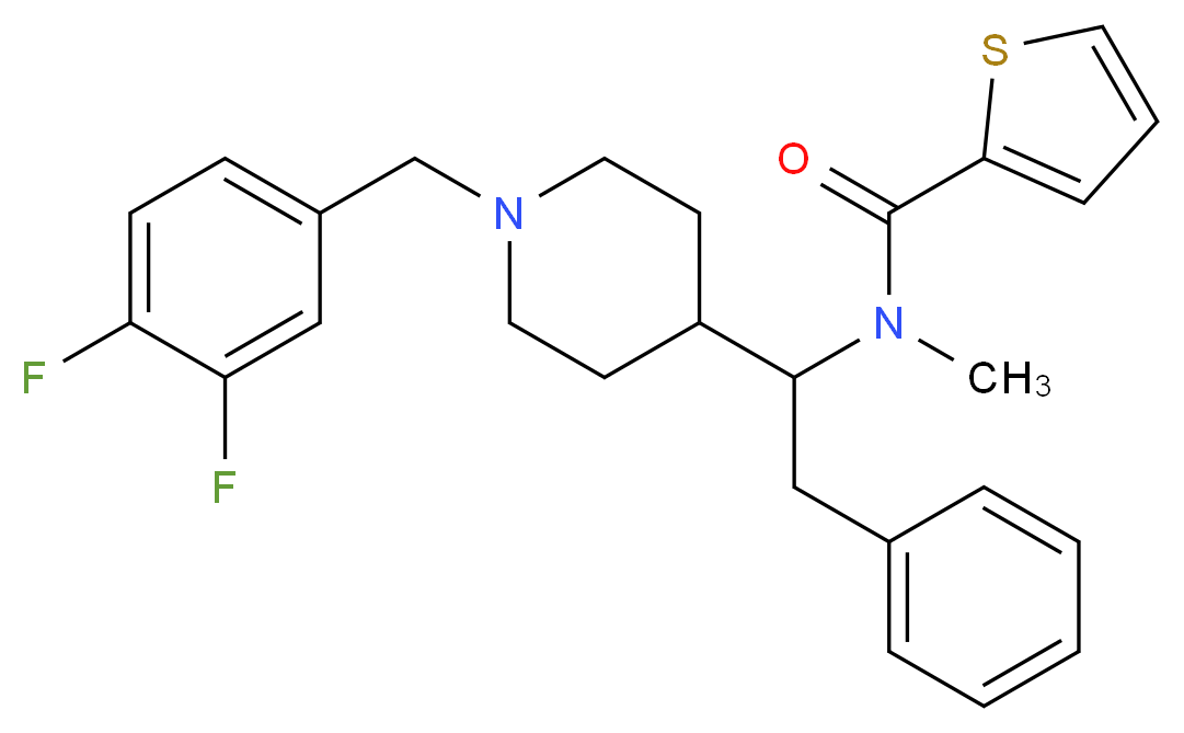 N-{1-[1-(3,4-difluorobenzyl)-4-piperidinyl]-2-phenylethyl}-N-methyl-2-thiophenecarboxamide_Molecular_structure_CAS_)