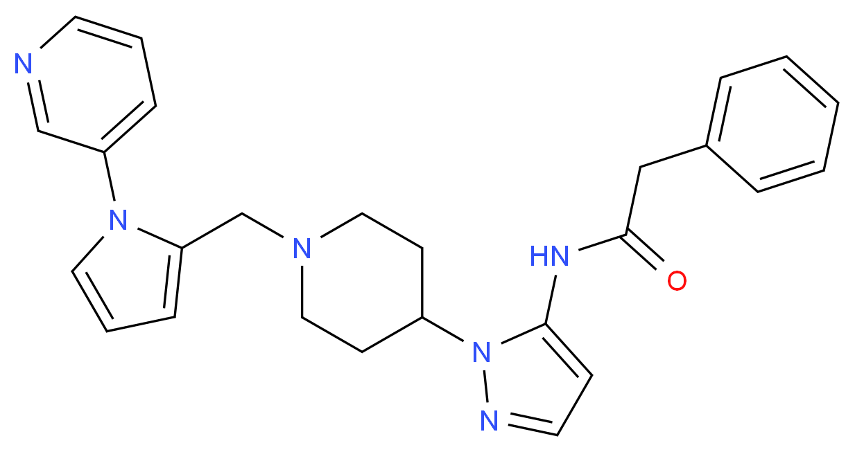 2-phenyl-N-[1-(1-{[1-(3-pyridinyl)-1H-pyrrol-2-yl]methyl}-4-piperidinyl)-1H-pyrazol-5-yl]acetamide_Molecular_structure_CAS_)