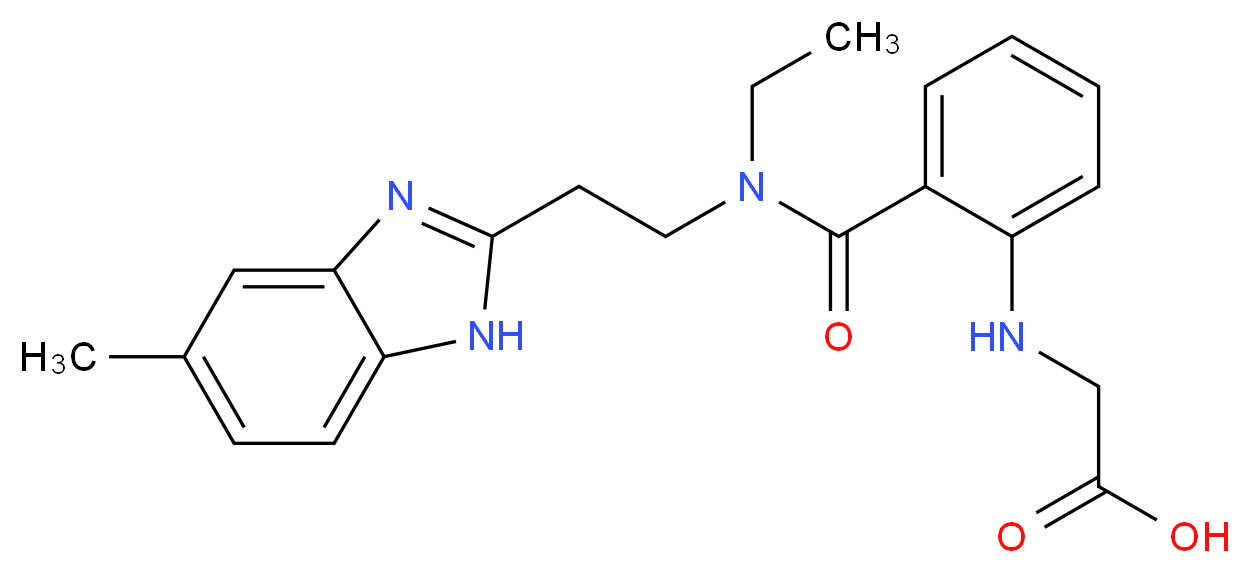 {[2-({ethyl[2-(5-methyl-1H-benzimidazol-2-yl)ethyl]amino}carbonyl)phenyl]amino}acetic acid_Molecular_structure_CAS_)