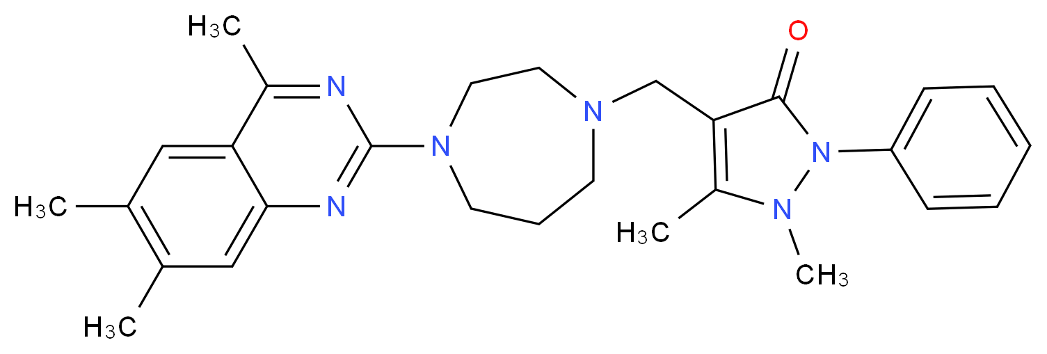 1,5-dimethyl-2-phenyl-4-{[4-(4,6,7-trimethyl-2-quinazolinyl)-1,4-diazepan-1-yl]methyl}-1,2-dihydro-3H-pyrazol-3-one_Molecular_structure_CAS_)