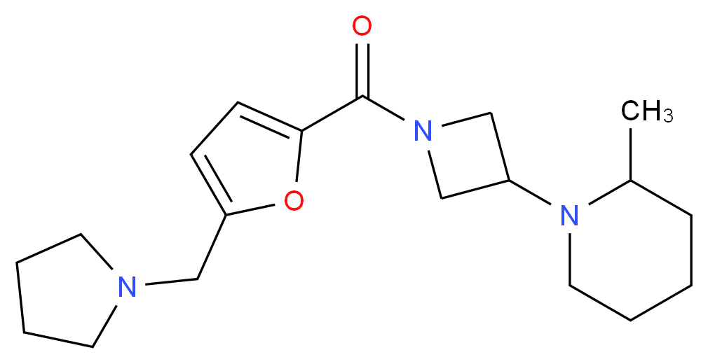 2-methyl-1-{1-[5-(pyrrolidin-1-ylmethyl)-2-furoyl]azetidin-3-yl}piperidine_Molecular_structure_CAS_)